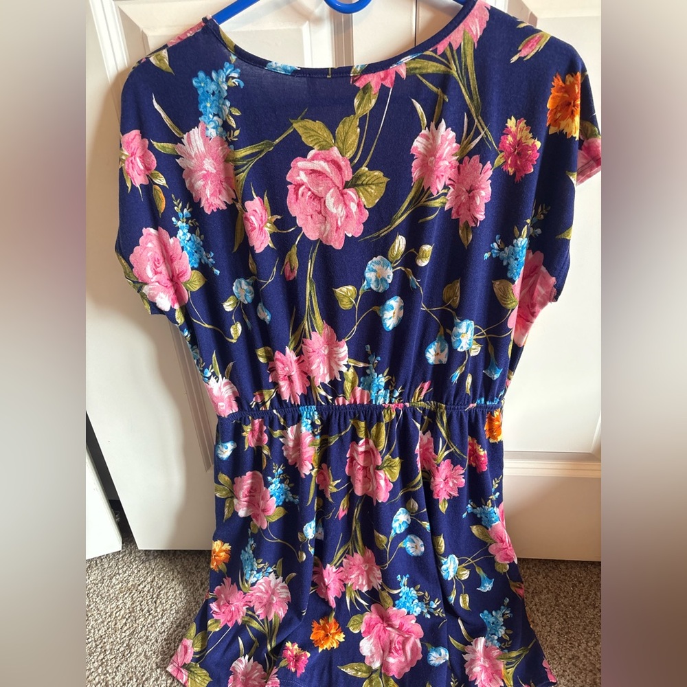 Peach Love California Floral Dress with Pink and Blue Accents